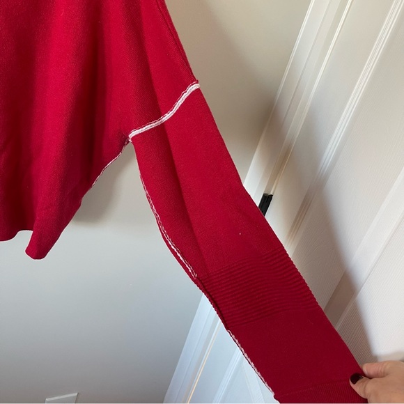 Urban Outfitters Silence + Noise Quarter Zip Cropped Knit Red Sweater Sz L - Picture 3 of 4